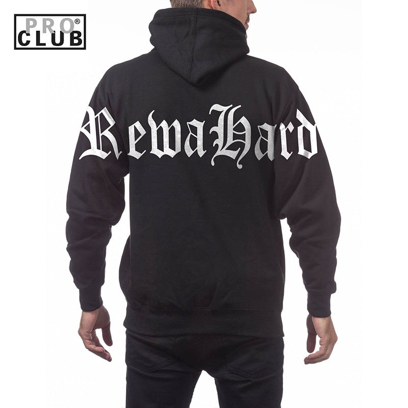 REWAHARD BACK SHOUDLER OLD ENGLISH Pro Club Heavyweight Pullover Hoodie (13oz)