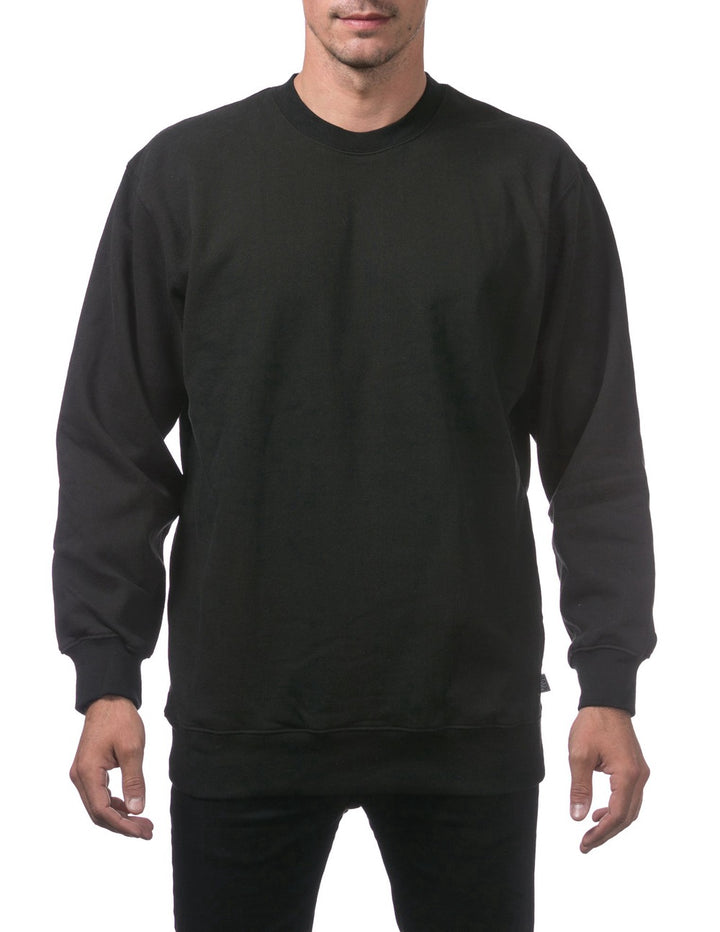 Pro Club Heavyweight Crew Neck Fleece Pullover Sweater (13oz) - BLACK