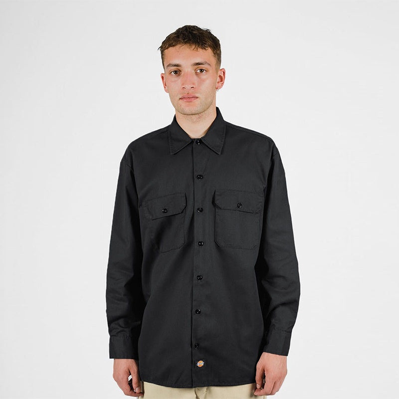 DICKIES –574 LONG SLEEVE WORK SHIRT - BLACK