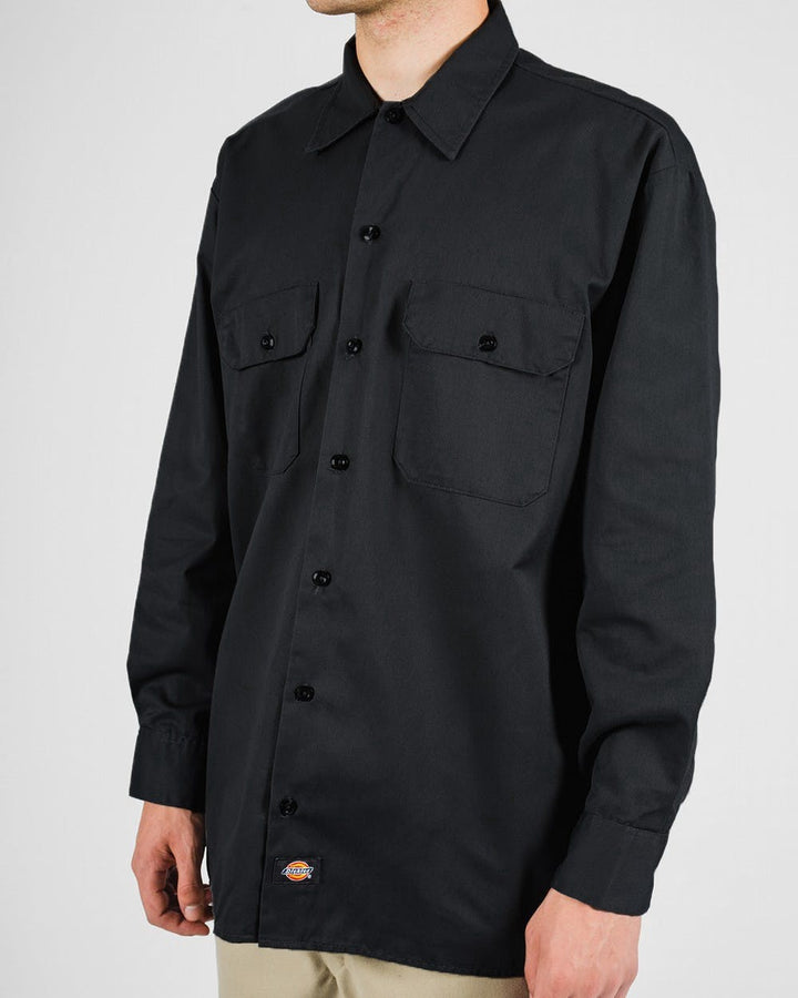 DICKIES –574 LONG SLEEVE WORK SHIRT - BLACK