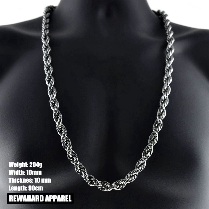 Heavy Stainless Steel Cuban Twist Chain Necklace