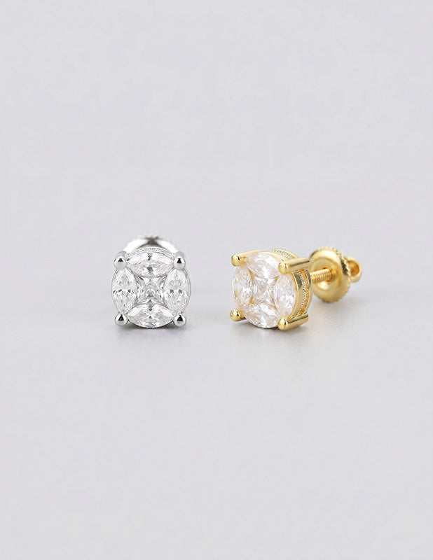 Rewahard - 8mm Diamond Cluster Stud Earring