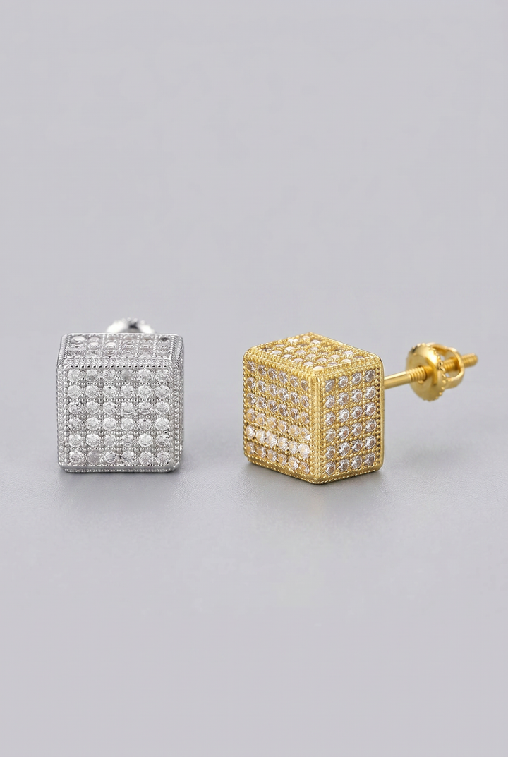 Rewahard - Full Square Diamond Cluster Stud Earring