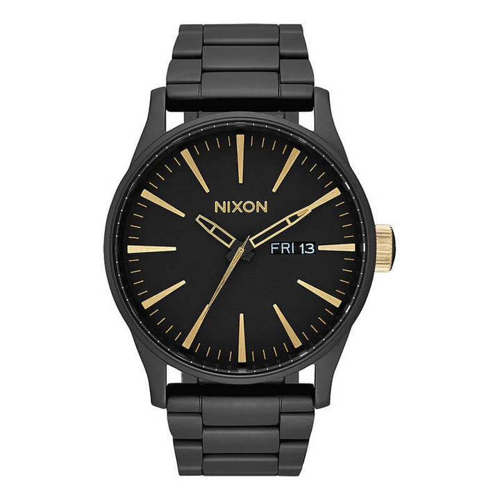 NIXON - 42 mm Sentry Stainless Steel Watch - Matte Black / Gold