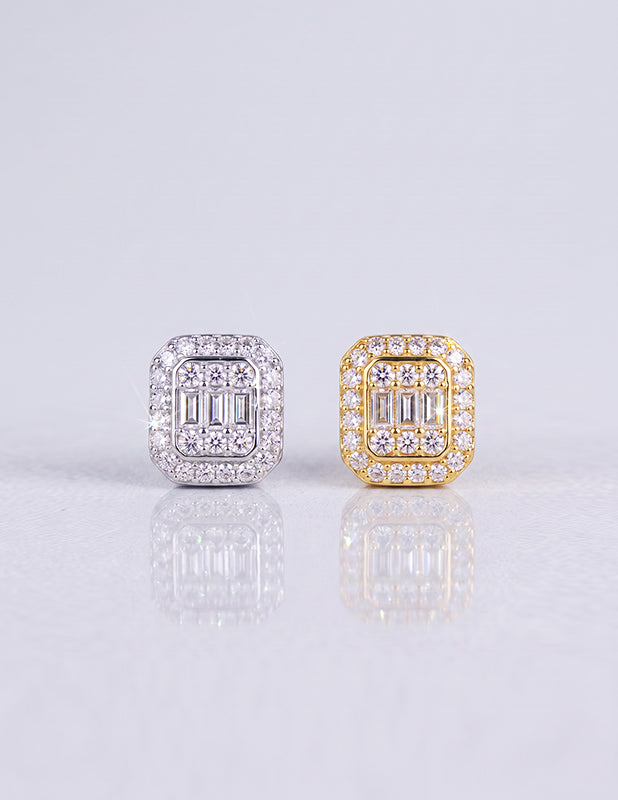Rewahard - Iced Baguette Stud Earrings