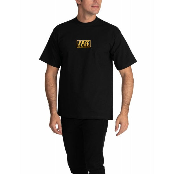 Pro Club Heavyweight Short Sleeve Embroidered Box Logo Tee - GOLD