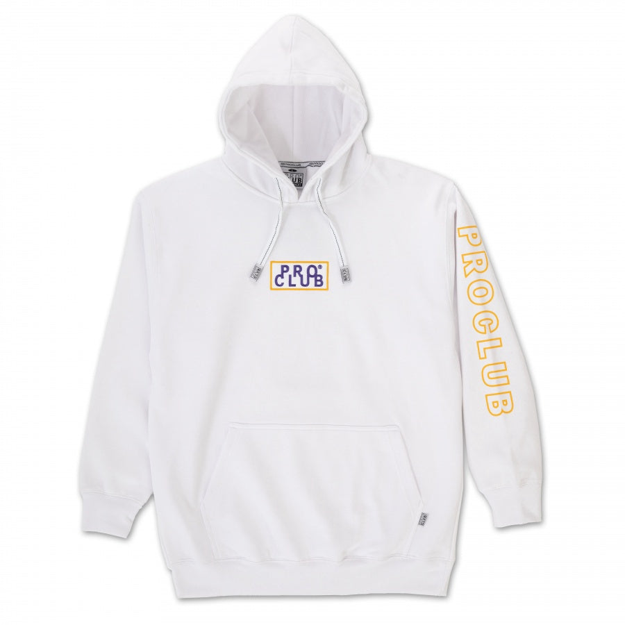 Pro Club Heavyweight Pullover BOX LOGO Hoodie (13oz) - WHITE/GOLD