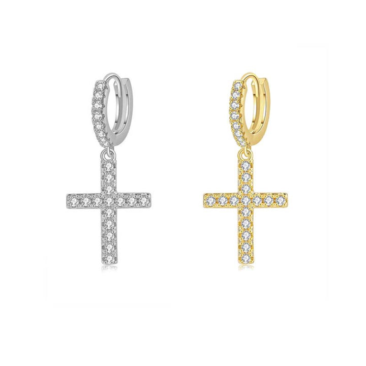 Rewahard - Diamond Steel Cross Earrings