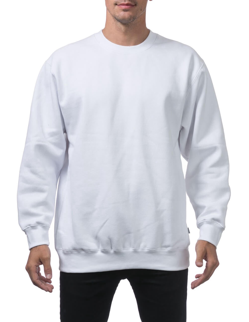 Pro Club Heavyweight Crew Neck Fleece Pullover Sweater (13oz) - WHITE