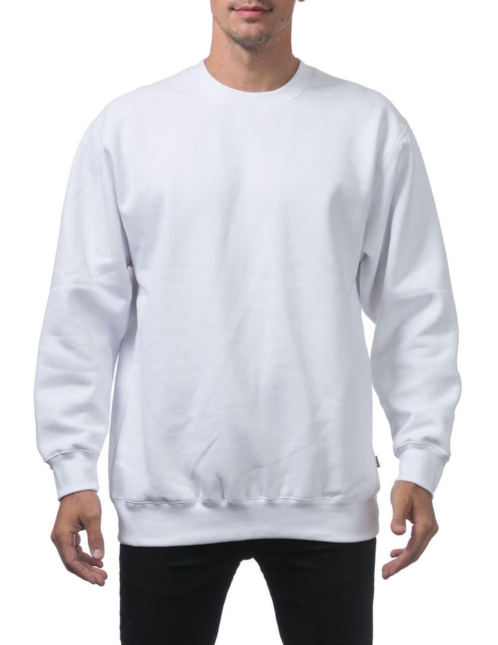 Pro Club Heavyweight Crew Neck Fleece Pullover Sweater (13oz) - WHITE
