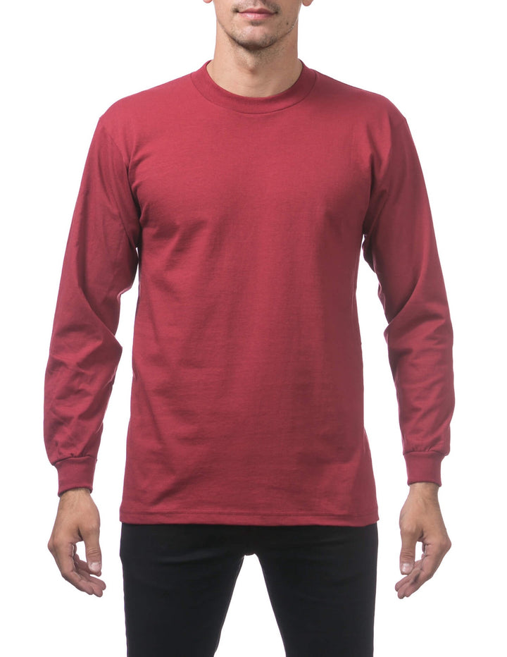 Pro Club Heavyweight Cotton Long Sleeve Crew Neck - BURGUNDY