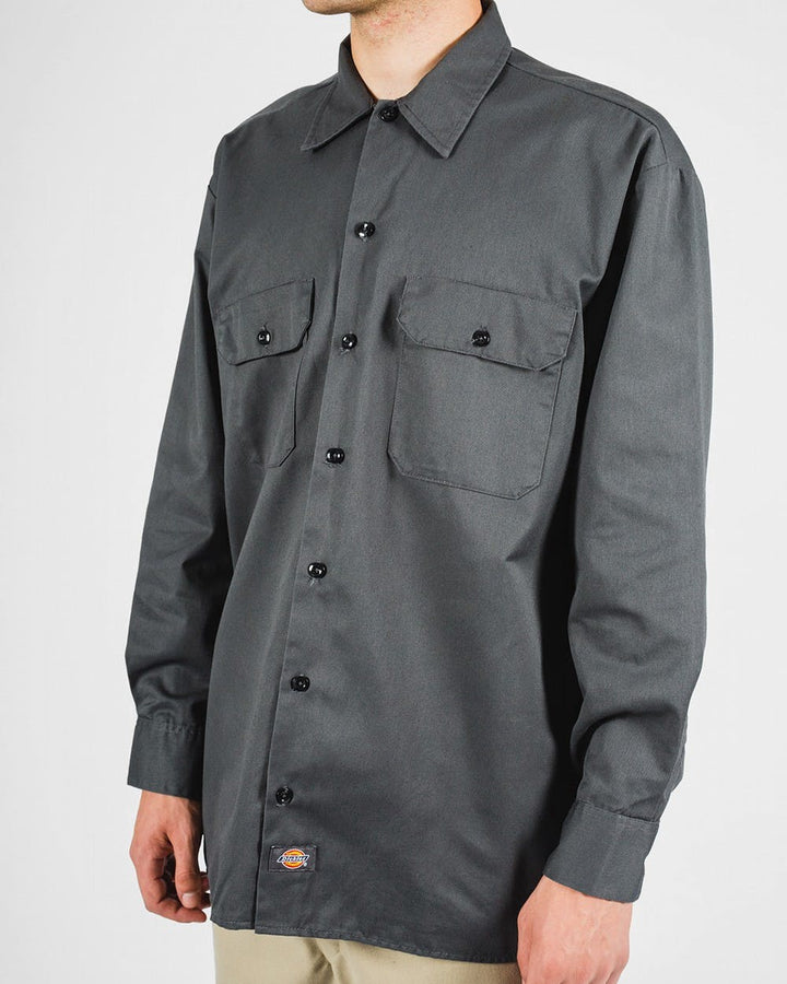DICKIES –574 LONG SLEEVE WORK SHIRT - CHARCOAL