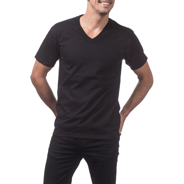 Pro Club Men's Heavyweight V-neck Tee - BLACK