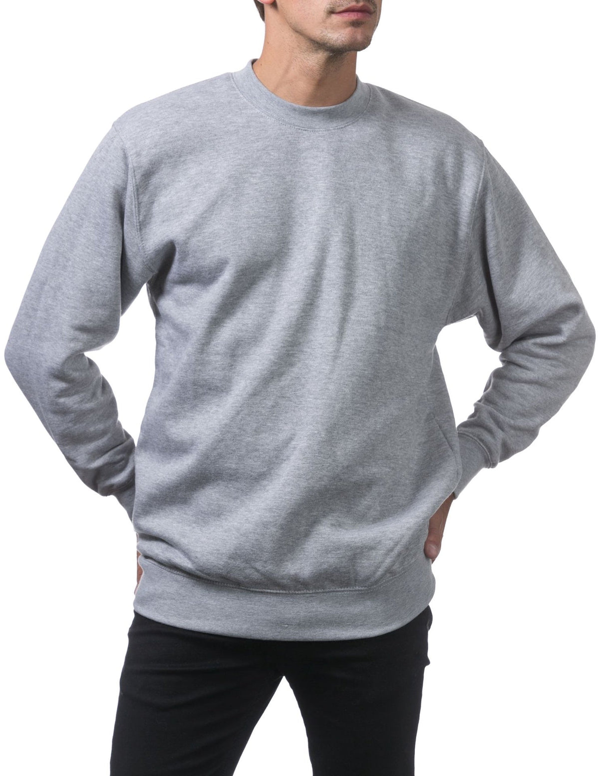 Pro Club Heavyweight Crew Neck Fleece Pullover Sweater (13oz) - GRAY