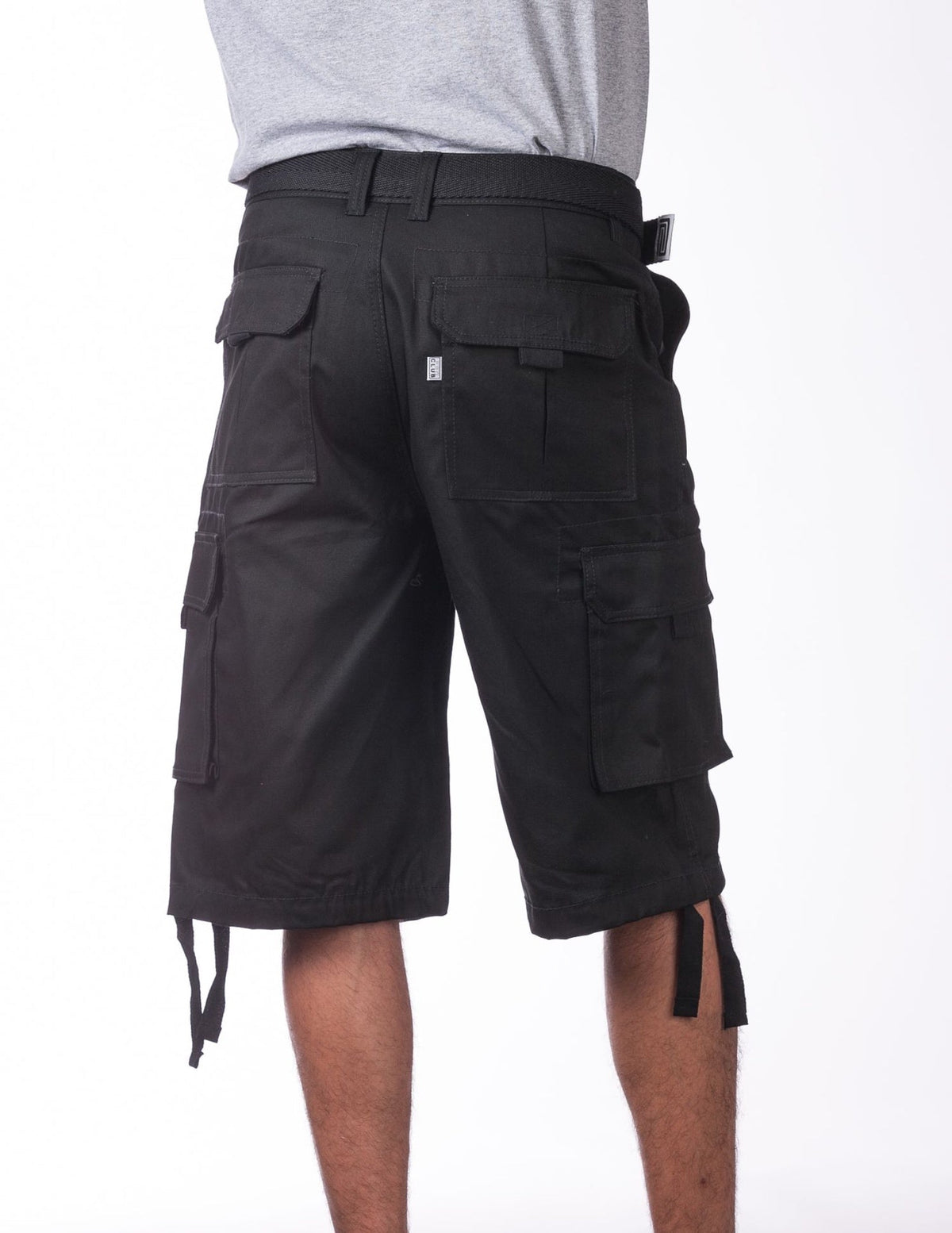 Pro Club Twill Cargo Shorts with Belt - BLACK