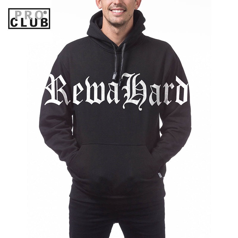 REWAHARD FRONT OLD ENGLISH Pro Club Heavyweight Pullover Hoodie (13oz)