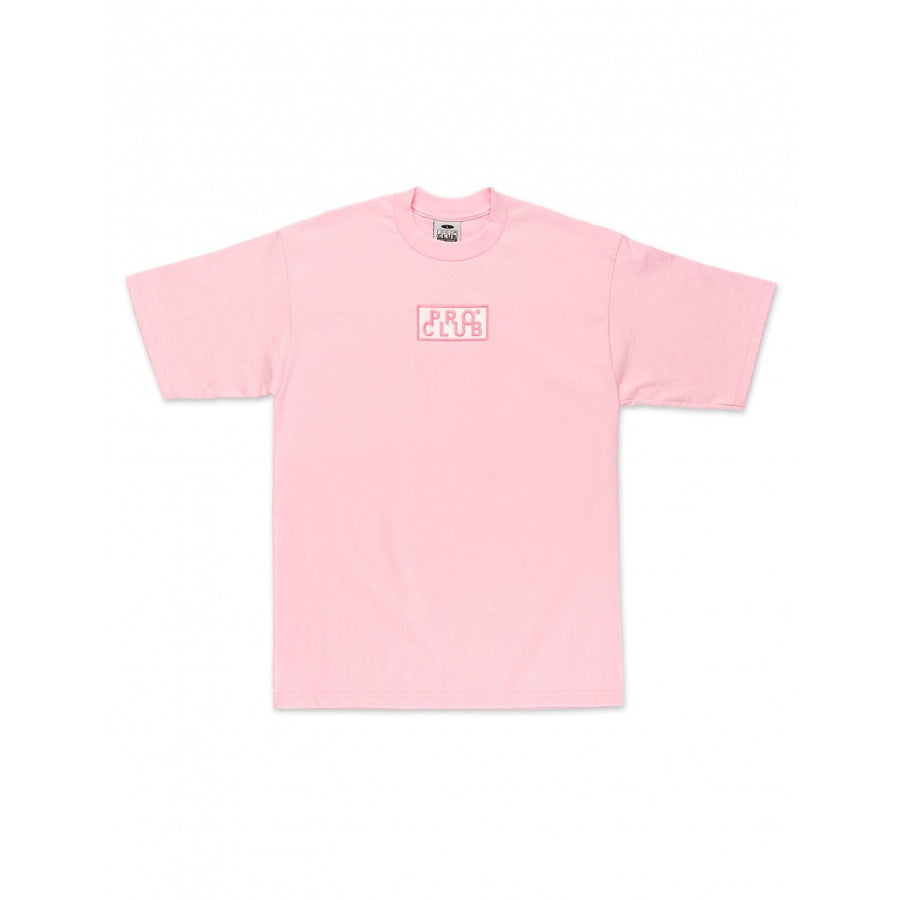 Pro Club Heavyweight Short Sleeve Embroidered Box Logo Tee - Pink