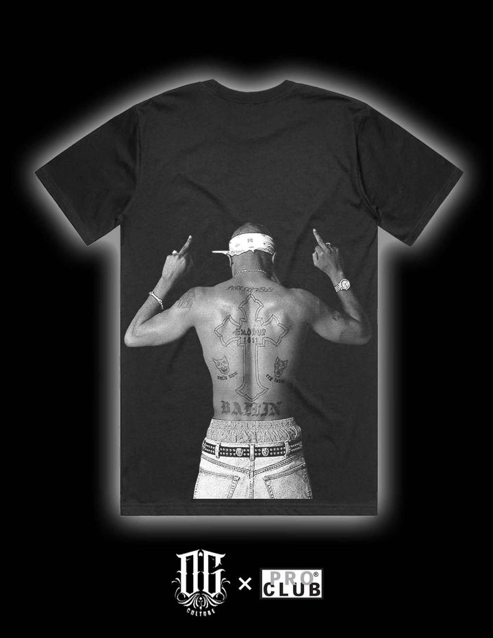 OG Culture X Pro Club Heavyweight Tee - Tupac Shakur FU Back Print