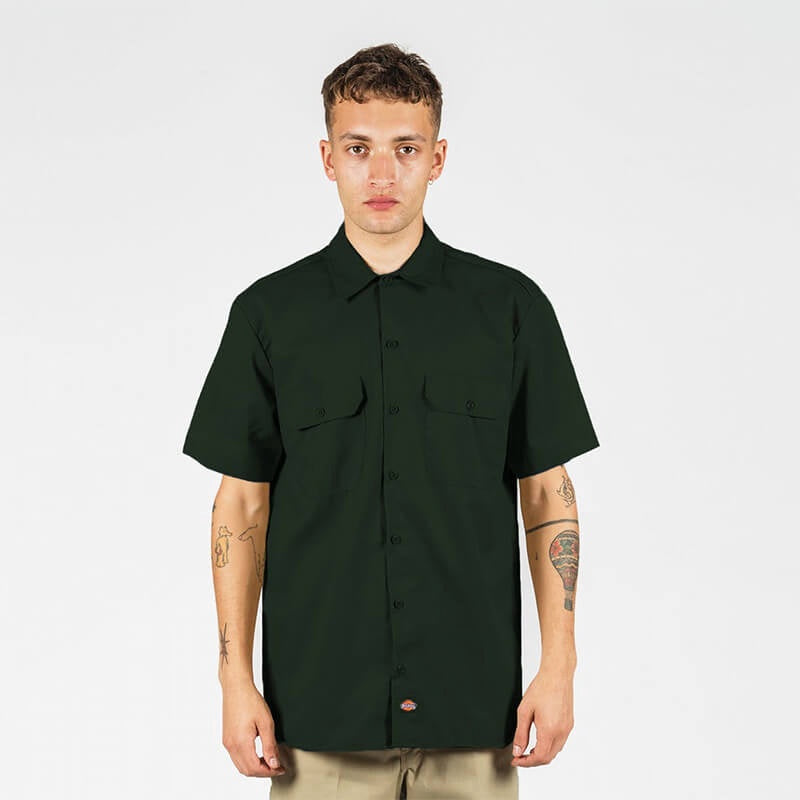 DICKIES –1574 SHORT SLEEVE WORK SHIRT - HUNTER GREEN