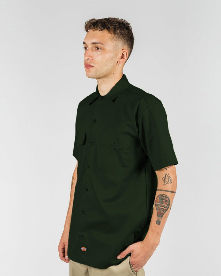 DICKIES –1574 SHORT SLEEVE WORK SHIRT - HUNTER GREEN