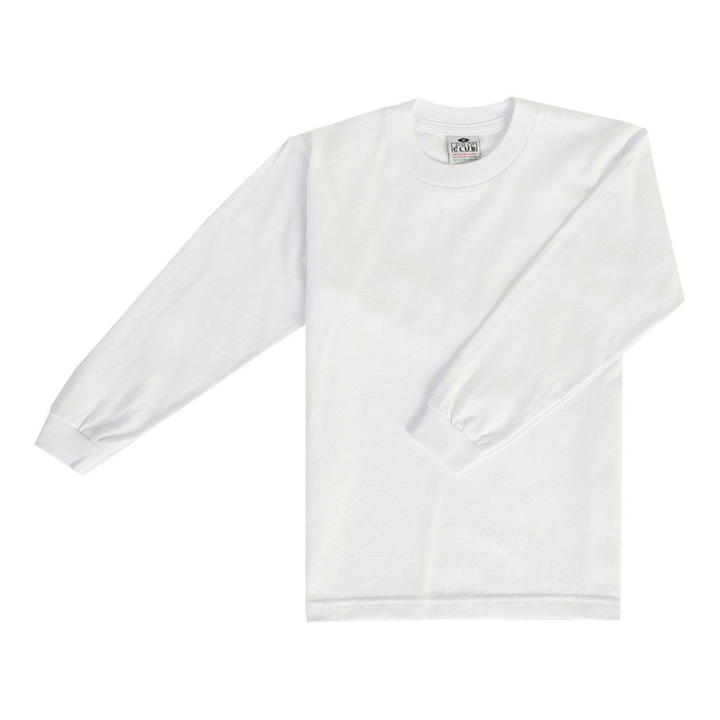 Pro Club Youth Long Sleeve Crew Neck Tee - White