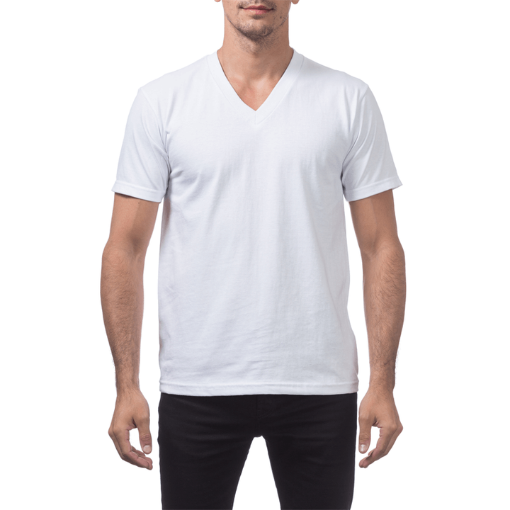 Pro Club Men's Heavyweight V-neck Tee - WHITE