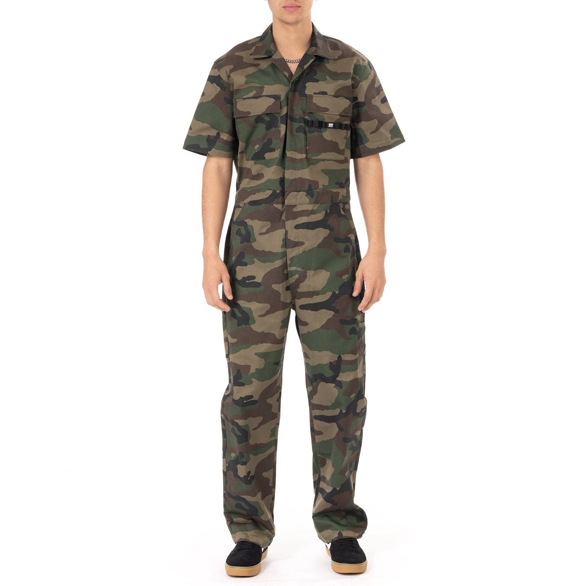 Pro Club Men's Workwear Mechanic's Short Sleeve Coverall -  Woodland Camo