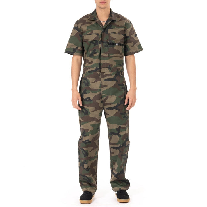 Pro Club Men's Workwear Mechanic's Short Sleeve Coverall -  Woodland Camo