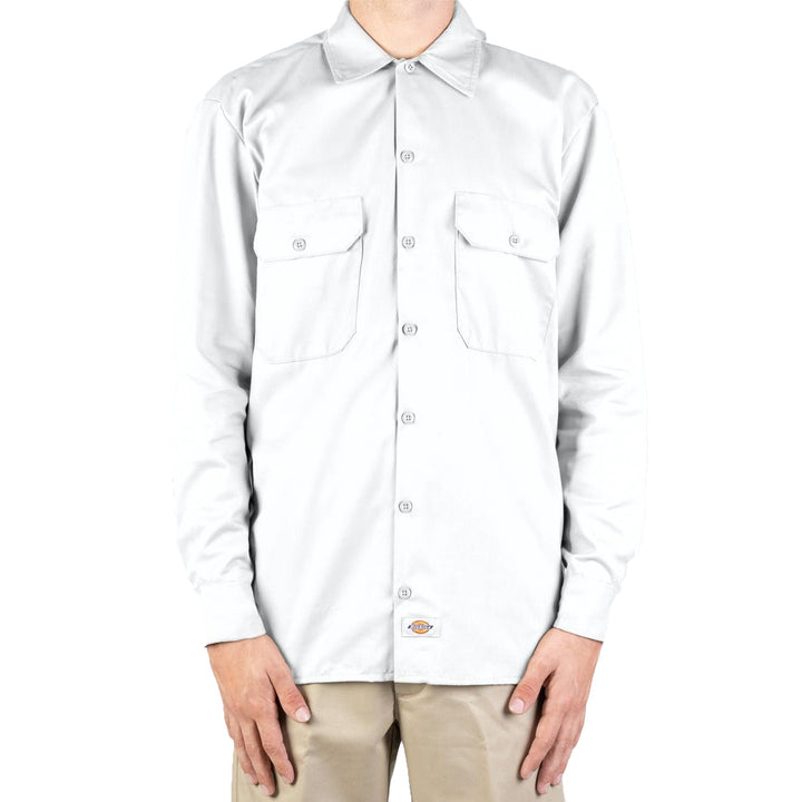 DICKIES –574 LONG SLEEVE WORK SHIRT - WHITE