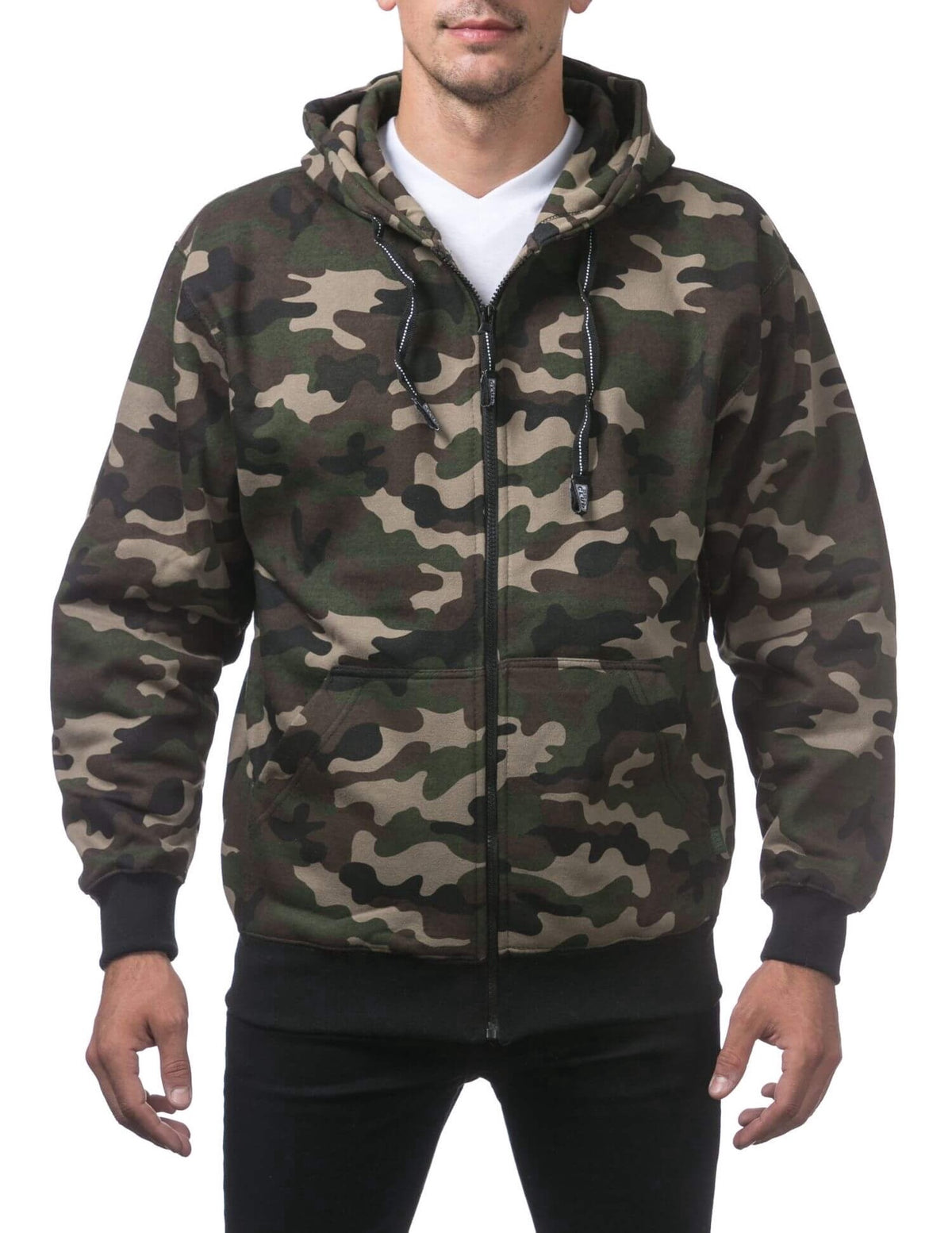 Pro Club Heavyweight Full Zip Fleece Hoodie - Green Camo