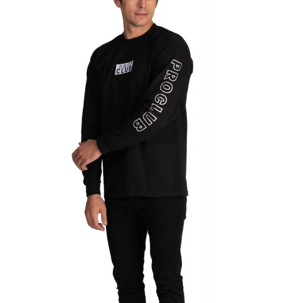 Pro Club Embroidered Box Logo Long Sleeve Heavyweight - BLACK