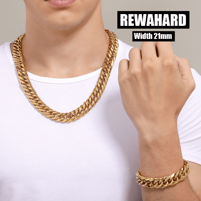 Rewahard - 21mm Super Wide Stainless-Steel Cuban Chains