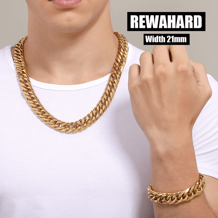 Rewahard - 21mm Super Wide Stainless-Steel Cuban Chains