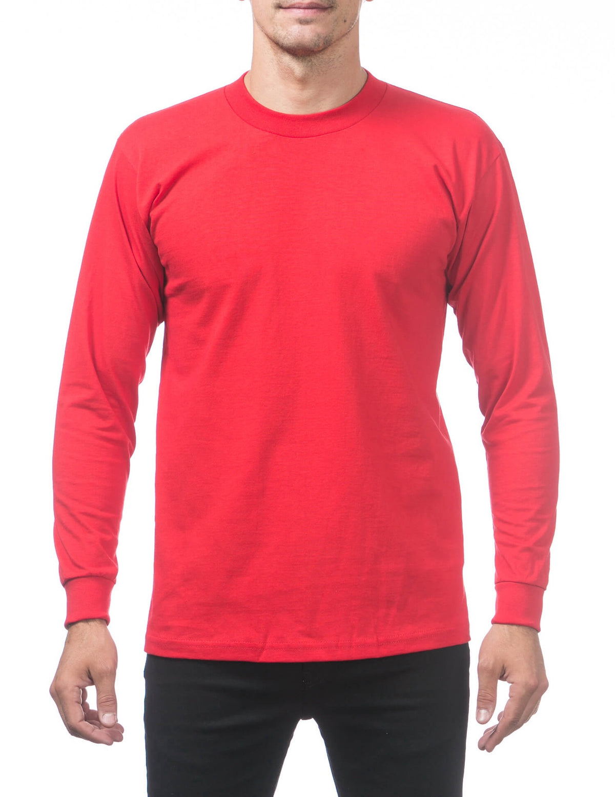 Pro Club Heavyweight Cotton Long Sleeve Crew Neck - RED