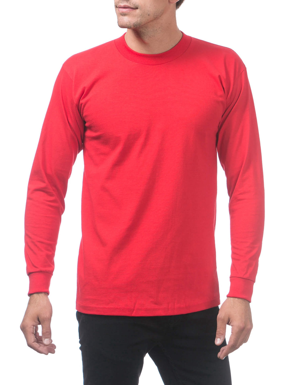 Pro Club Heavyweight Cotton Long Sleeve Crew Neck - RED