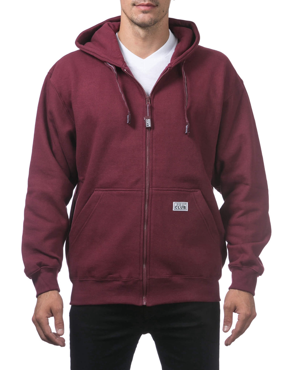 Pro Club Heavyweight Full Zip Fleece Hoodie - MAROON