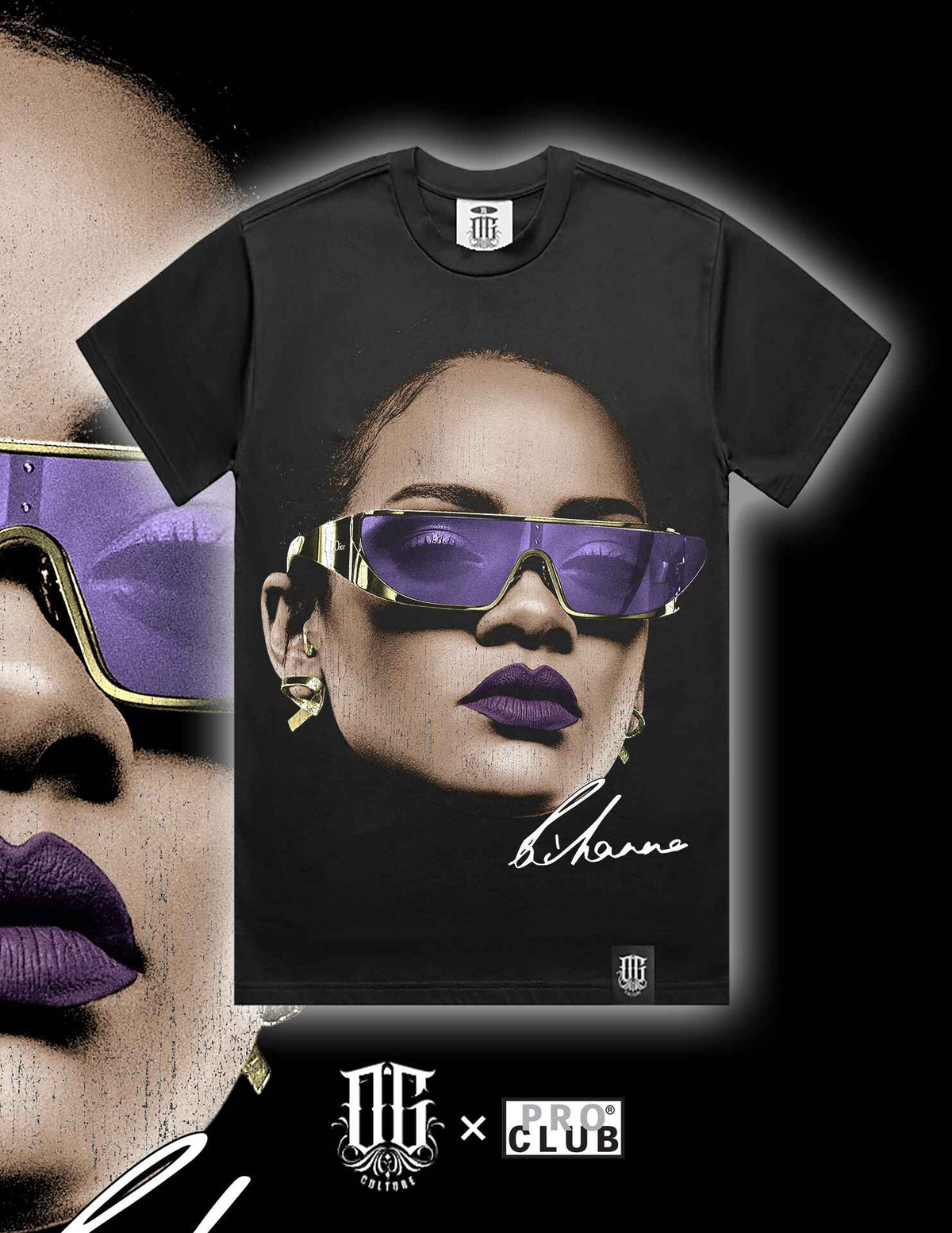 OG Culture X Pro Club Heavyweight Tee - Rihanna Portrait