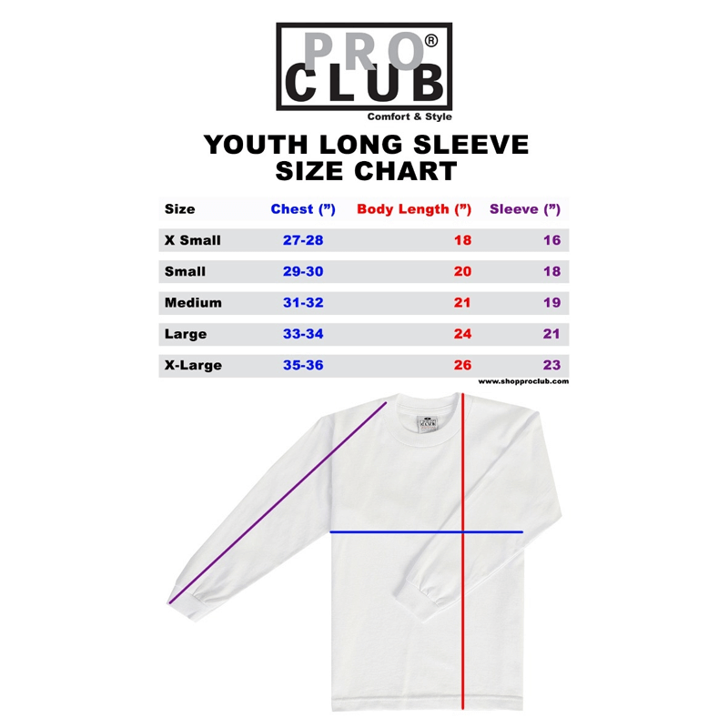Pro Club Youth Long Sleeve Crew Neck Tee - RED