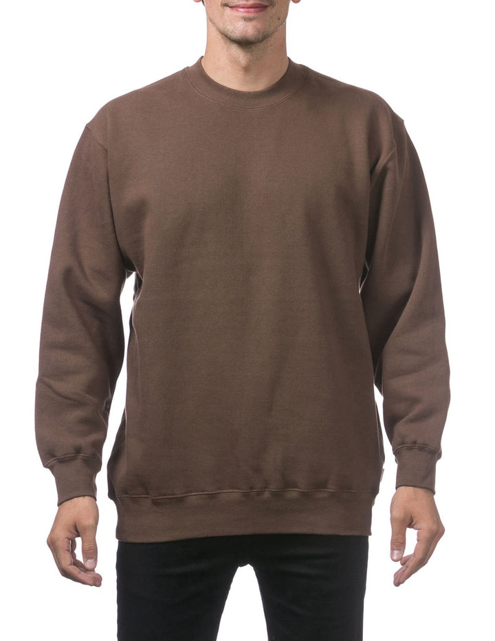 Pro Club Heavyweight Crew Neck Fleece Pullover Sweater (13oz) - BROWN