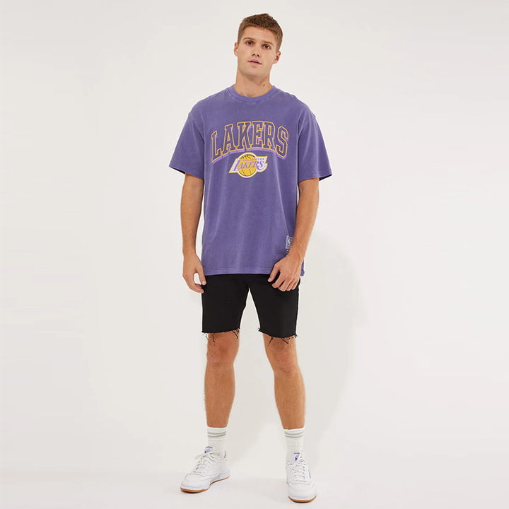 MITCHELL & NESS - Vintage Keyline Logo Tee Lakers Faded Purple