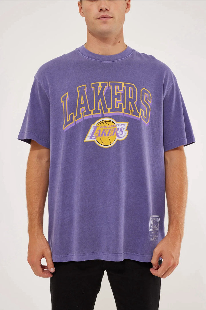MITCHELL & NESS - Vintage Keyline Logo Tee Lakers Faded Purple