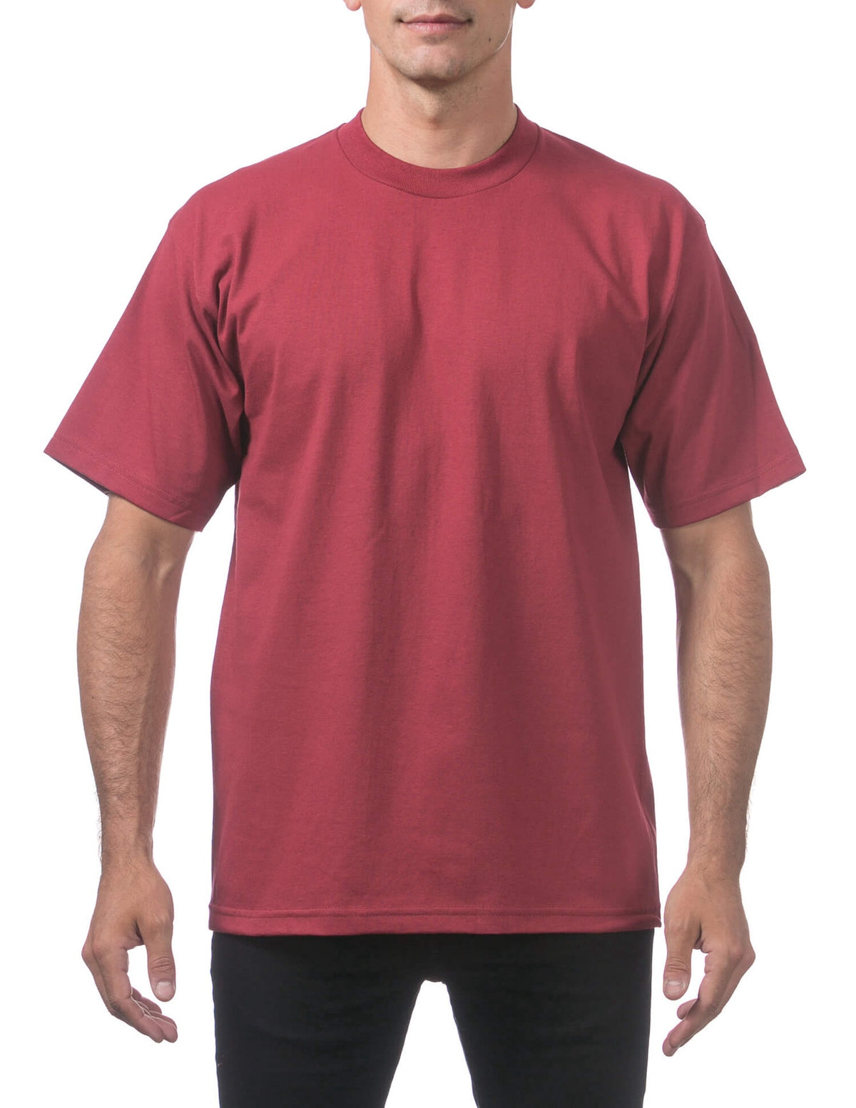 Pro Club Men's Heavyweight Short Sleeve Tee - BURGUNDY