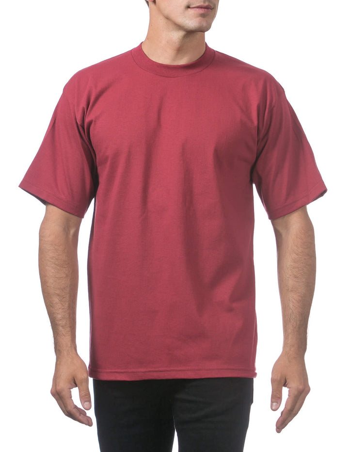 Pro Club Men's Heavyweight Short Sleeve Tee - BURGUNDY