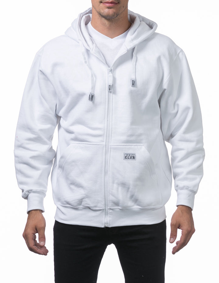 Pro Club Heavyweight Full Zip Fleece Hoodie - WHITE