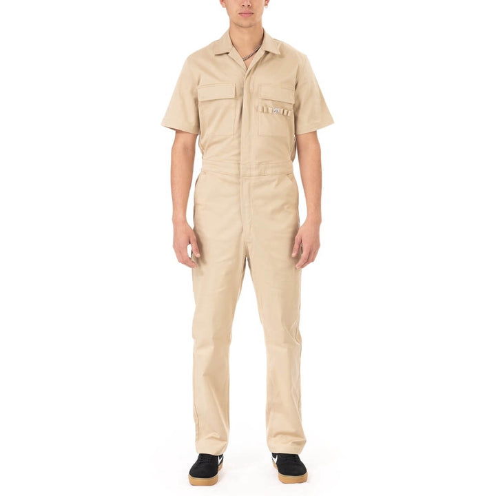 Pro Club Men's Workwear Mechanic's Short Sleeve Coverall - Khaki