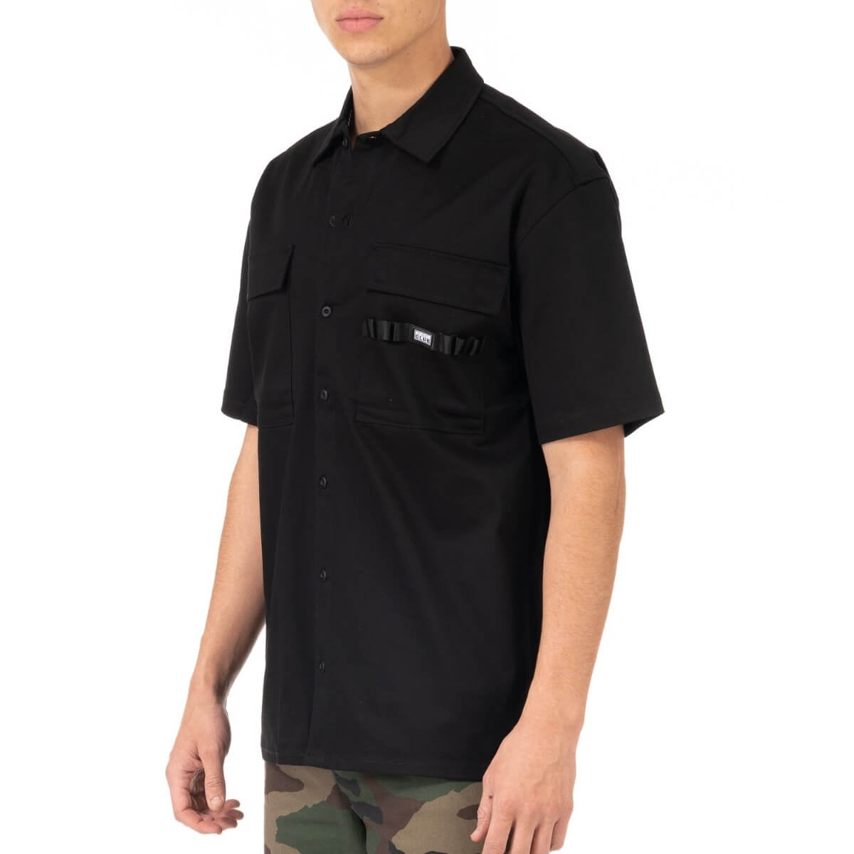 Pro Club Men's Workwear Mechanic's Short Sleeve Shirt - Black
