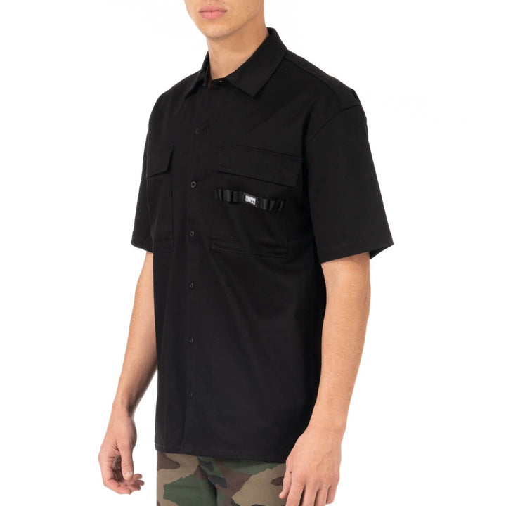 Pro Club Men's Workwear Mechanic's Short Sleeve Shirt - Black