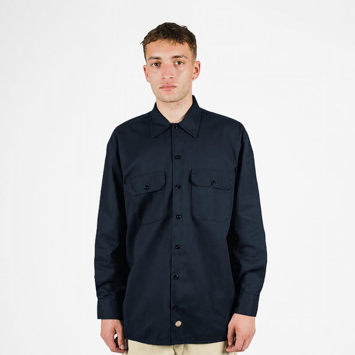 DICKIES –574 LONG SLEEVE WORK SHIRT - NAVY