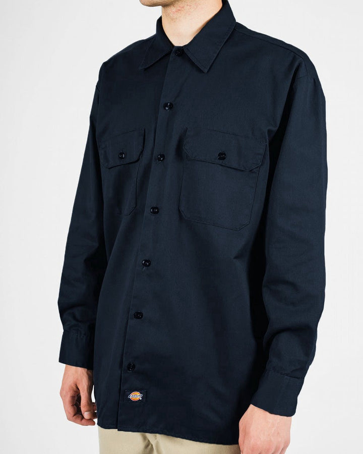 DICKIES –574 LONG SLEEVE WORK SHIRT - NAVY