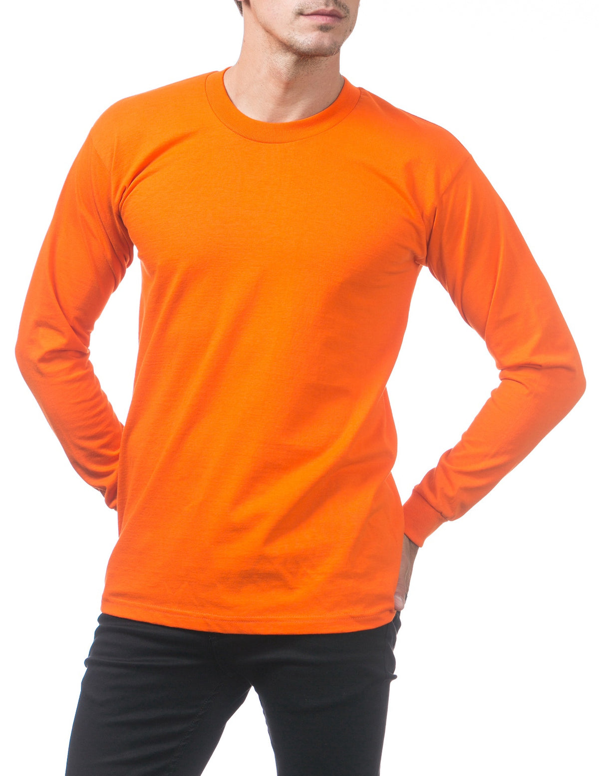 Pro Club Heavyweight Cotton Long Sleeve Crew Neck –Orange Tan